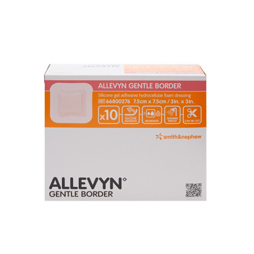Allevyn Gentle Border Foam Dressing 3 X 3 Inch With Border Film Backing Silicone Gel Adhesive Square Sterile, 66800276, Case of 40