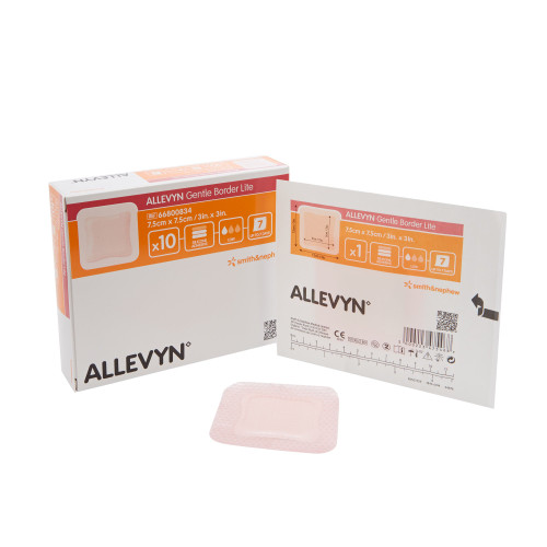 Allevyn Gentle Border Lite Thin Foam Dressing 3 X 3 Inch With Border Film Backing Silicone Gel Adhesive Square Sterile, 66800834, Case of 60