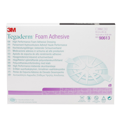 3M Tegaderm High Performance Foam Dressing 5-5/8 X 6-1/8 Inch With Border Film Backing Acrylic Adhesive Oval Sterile, 90613, Pack of 1