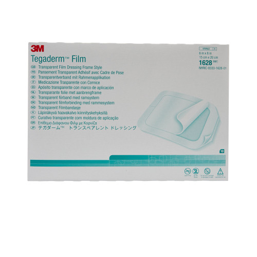 3M Tegaderm Transparent Film Dressing 6 X 8 Inch Frame Style Delivery Rectangle Sterile, 1628, Case of 80