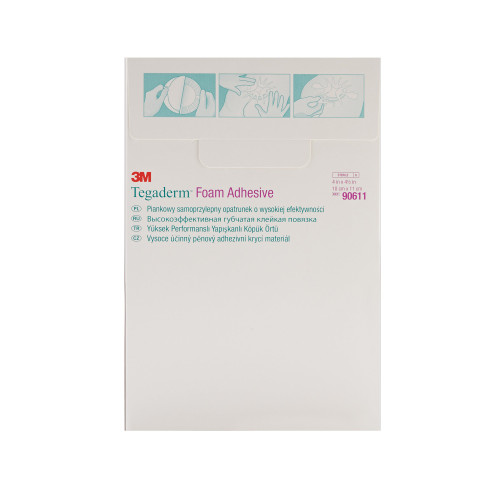 3M Tegaderm High Performance Foam Dressing 4 X 4-1/2 Inch With Border Film Backing Acrylic Adhesive Oval Sterile, 90611, Case of 40