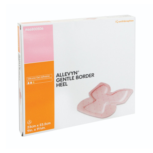 Allevyn Gentle Border Heel Foam Dressing 9 X 9-1/8 Inch With Border Film Backing Silicone Gel Adhesive Heel Sterile, 66800506, Case of 35