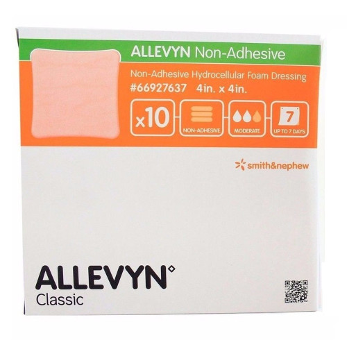 Allevyn Foam Dressing 4 X 4 Inch Without Border Film Backing Nonadhesive Square Sterile, 66007637, Case of 70