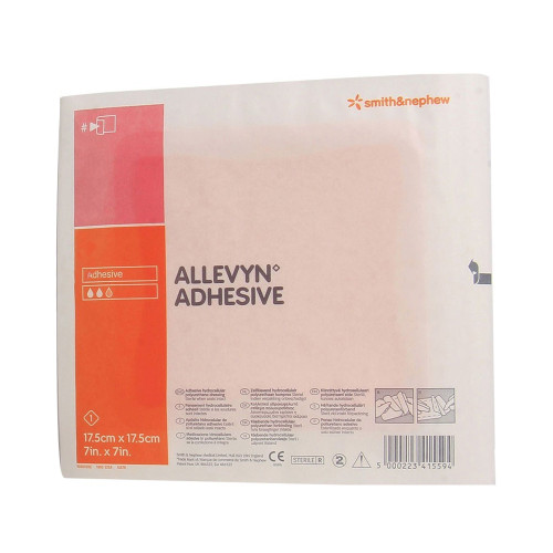 Allevyn Adhesive Foam Dressing 7 X 7 Inch With Border Film Backing Adhesive Square Sterile, 66020045, Case of 40