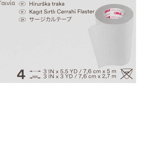 Medical Tape 3M Microfoam Water Resistant Foam / Acrylic Adhesive 3 Inch X 5-1/2 Yard NonSterile 1528-3 Case/24 1528-3 3M 5947_CS