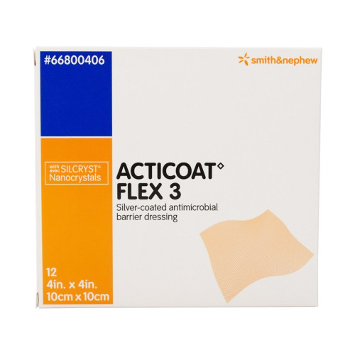 Acticoat Flex 3 Silver Barrier Dressing 4 X 4 Inch Square Sterile, 66800406, Case of 48