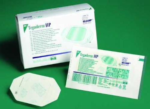 Transparent Film Dressing 3M Tegaderm HP Rectangle 4 X 4-3/4 Inch Frame Style Delivery With Label Sterile 9536HP Case/200 9536HP 3M 210037_CS