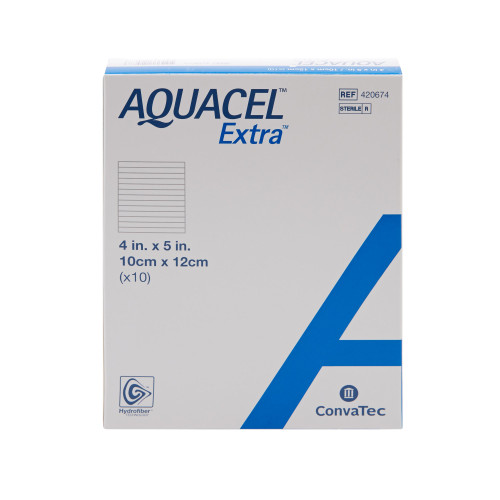 Aquacel Extra Gelling Fiber Wound Dressing 4 X 5 Inch Rectangle Sterile, 420674, Pack of 1