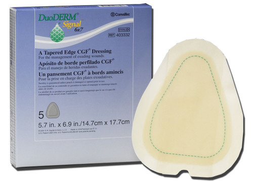 DuoDERM Signal CGF Hydrocolloid Dressing Foam Backing 6 X 7 Inch Triangle Hydrocolloid, 403332, Box of 5