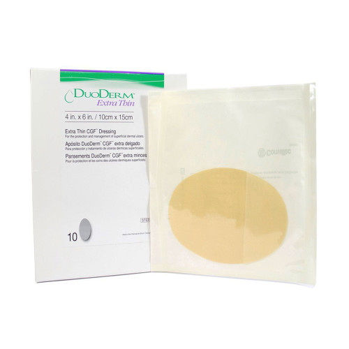 DuoDERM Extra Thin CGF Thin Hydrocolloid Dressing Film Backing 4 X 6 Inch Oval Hydrocolloid / Film, 187902, Box of 10