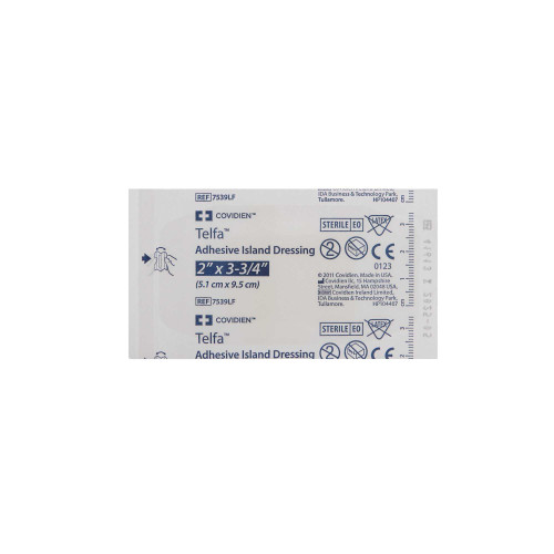 Adhesive Strip Telfa Island 2 X 3.75 Inch Nonwoven Rectangle White Sterile 7539LF Box/50 7539LF Telfa 226357_CT