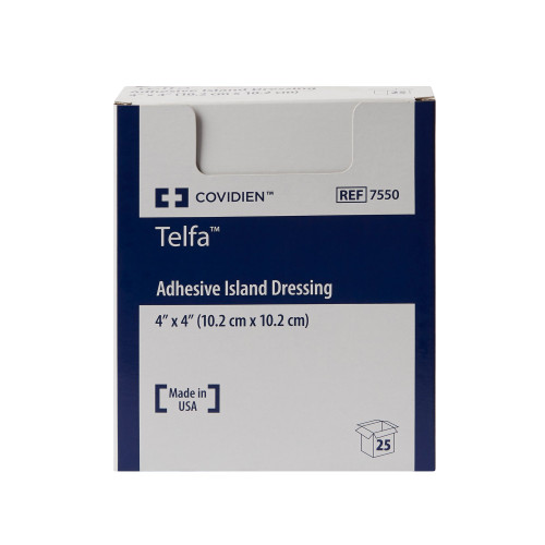 Telfa Island Dressing 4 X 4 Inch Square Sterile, 7550-, Box of 25