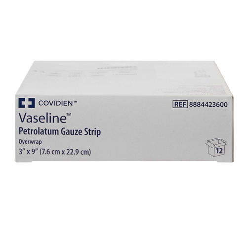 Petrolatum Impregnated Dressing Vaseline 3 X 9 Inch Gauze Petrolatum Sterile 8884423600 Box/12 8884423600 KENDALL HEALTHCARE PROD INC. 32733_DZ Petrolatum Impregnated Dressing Vaseline 3 X 9 Inch Gauze Petrolatum Sterile 8884423600 Box/12 8884423600 KENDALL HEALTHCARE PROD INC. 32733_DZ
