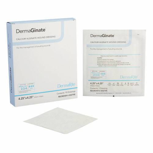 DermaGinate Alginate Dressing 4-1/4 X 4-1/4 Inch Square, 00270E, Box of 10