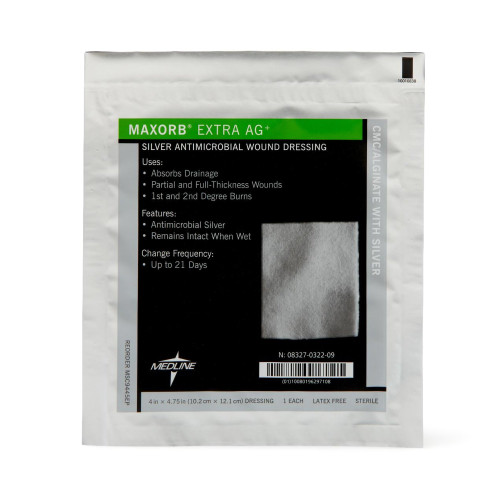 Maxorb Extra Ag+ Silver Alginate Dressing 4 X 4-3/4 Inch Rectangle Sterile, MSC9445EP, Pack of 1