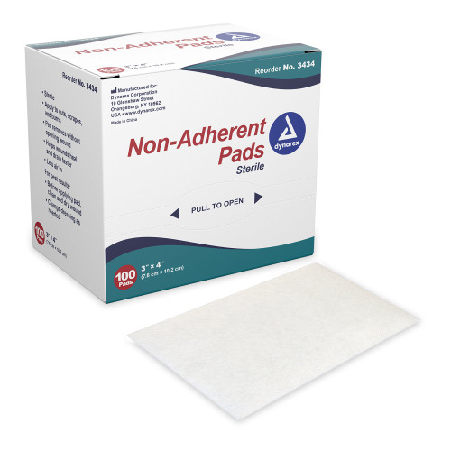Dynarex Non-Adherent Dressing 3 X 4 Inch Sterile 100 per Pack, 3434, Box of 100
