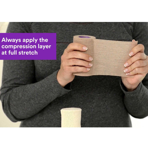 2 Layer Compression Bandage System 3M Coban2 2.9 Yard X 4 Inch / 4 Inch X 5.1 Yard 35-40 mmHg Self-adherent / Pull On Closure Tan / White NonSterile 2094N Case/8 2094N 3M 989726_CS