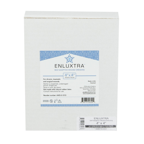 Enluxtra Self-Adaptive Super Absorbent Dressing 4 X 4 Inch Square, AWD-5-1010C, Box of 10