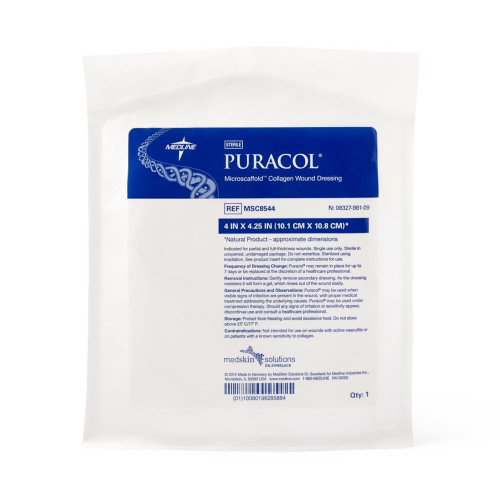 Puracol Collagen Dressing 4 X 4-1/4 Inch Rectangle Sterile, MSC8544, Pack of 1