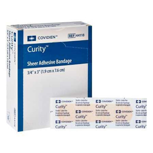 Adhesive Strip Curity .75 X 3 Inch Plastic Rectangle Sheer Sterile 44118 Box/50 44118 KENDALL HEALTHCARE PROD INC. 735146_BX
