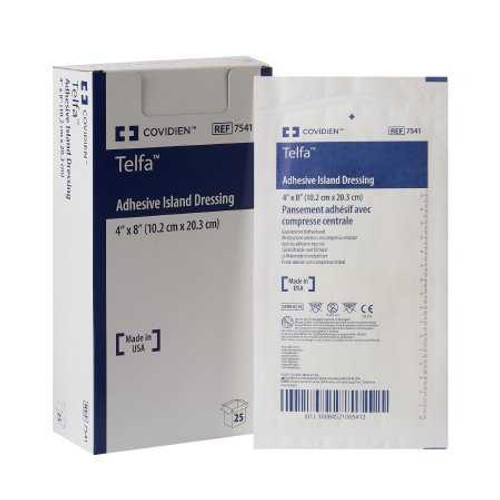 Adhesive Dressing Telfa 4 X 8 Inch Nonwoven Rectangle White Sterile 7541 Each/1 7541 KENDALL HEALTHCARE PROD INC. 314018_EA Adhesive Dressing Telfa 4 X 8 Inch Nonwoven Rectangle White Sterile 7541 Each/1 7541 KENDALL HEALTHCARE PROD INC. 314018_EA