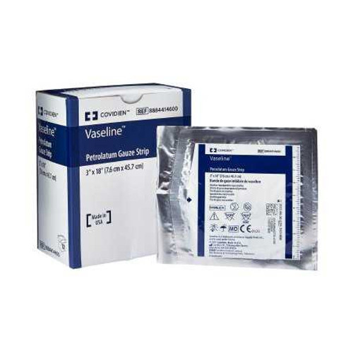 Petrolatum Impregnated Dressing Vaseline® Strip 3 x 18 Inch Sterile 8884414600 One Dozen 8884414600 Vaseline® 32727_DZ