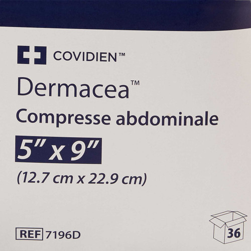 Abdominal Pad Dermacea NonWoven / Fluff 5 X 9 Inch Rectangle Sterile 7196D Each/1 7196D KENDALL HEALTHCARE PROD INC. 566395_EA