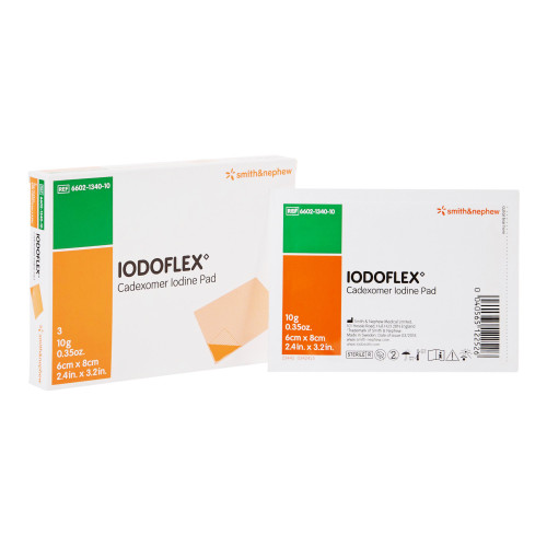 Iodoflex Pad Iodophor Impregnated Dressing Rectangle 2-1/8 X 3 Inch Sterile, 6602134010, Box of 3