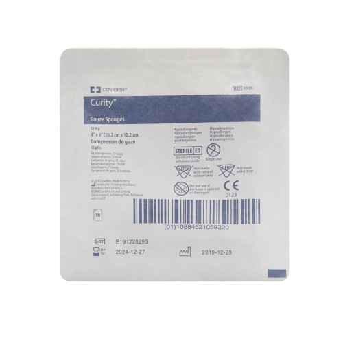 Curity Gauze Sponge 4 X 4 Inch 12-Ply Sterile 10 per Tray, 6939, Transaction of 10