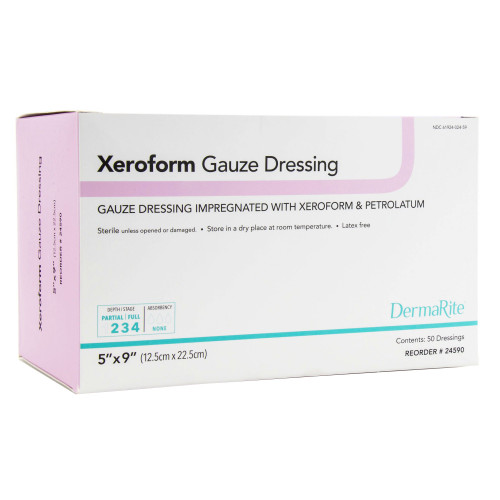 Xeroform Xeroform Petrolatum Impregnated Dressing Rectangle 5 X 9 Inch Sterile, 24590, Box of 50