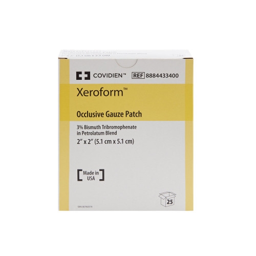 Xeroform Occlusive Xeroform Petrolatum Impregnated Dressing Square 2 X 2 Inch Sterile, 8884433400, Box of 25