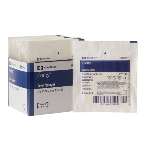 Curity Cellulose Filled Nonwoven Sponge 4 X 4 Inch 4-Ply Sterile 2 per Pack, 2913, Transaction of 25
