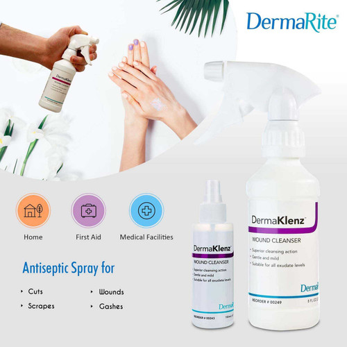 Dermal Wound Cleanser DermaKlenz 8 oz. Spray Bottle 00249 Case/24 249 DERMARITE INDUSTRIES LLC 695541_CS