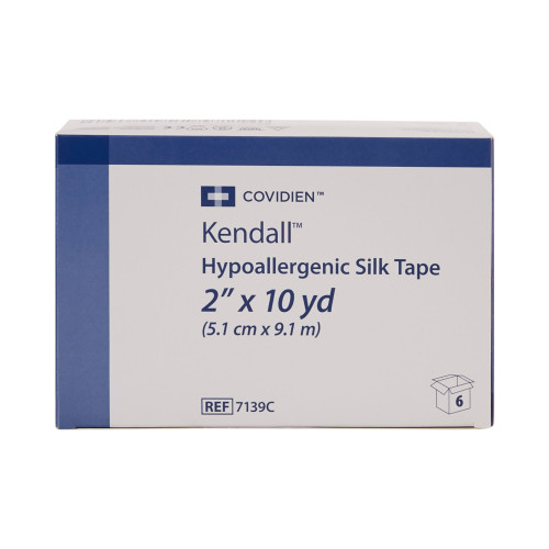 Kendall Hypoallergenic Silk Hypoallergenic Medical Tape White 2 Inch X 10 Yard Silk-Like Cloth NonSterile, 7139C, Box of 6