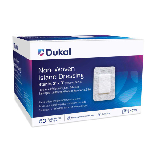 Dukal Island Dressing 2 X 3 Inch Rectangle Sterile, 4070, Box of 50