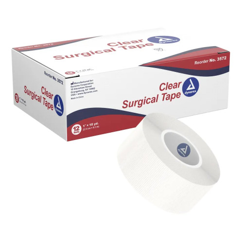 Dynarex Medical Tape Transparent 1 Inch X 10 Yard Adhesive NonSterile, 3572, Box of 12