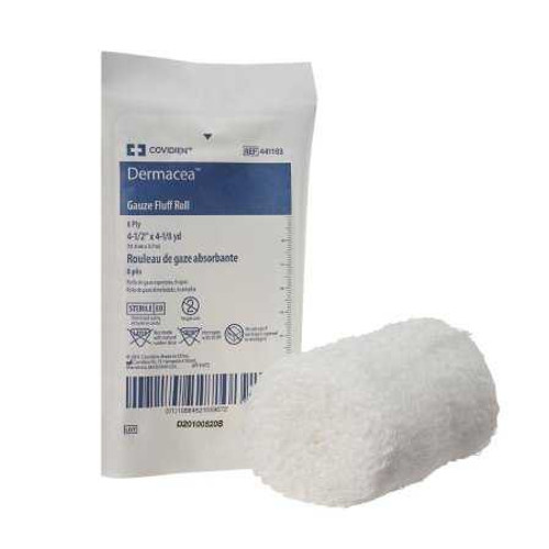 Fluff Bandage Roll Dermacea Gauze 6-Ply 4-1/2 Inch X 4-1/10 Yard Roll Sterile 441103 Case/60 441103 KENDALL HEALTHCARE PROD INC. 516652_CS