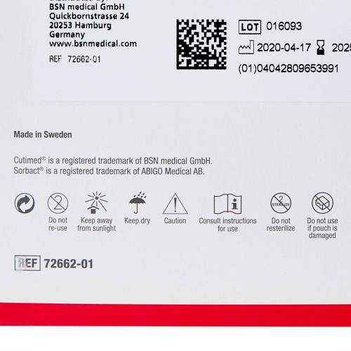 Wound Dressing Cutimed Sorbact WCL 4 X 4 Inch 7266201 Box/10 7266201 BEIERSDORF/JOBST, INC 816854_BX Wound Dressing Cutimed Sorbact WCL 4 X 4 Inch 7266201 Box/10 7266201 BEIERSDORF/JOBST, INC 816854_BX
