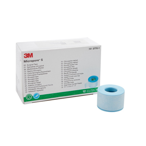 3M Micropore S Medical Tape Blue 1 Inch X 5-1/2 Yard Silicone NonSterile, 2770-1, Box of 12