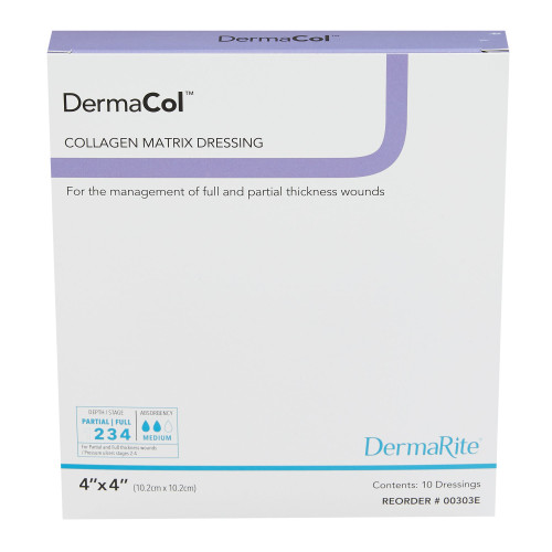 DermaCol Collagen Dressing 4 X 4 Inch Square Sterile, 00303E, Pack of 1