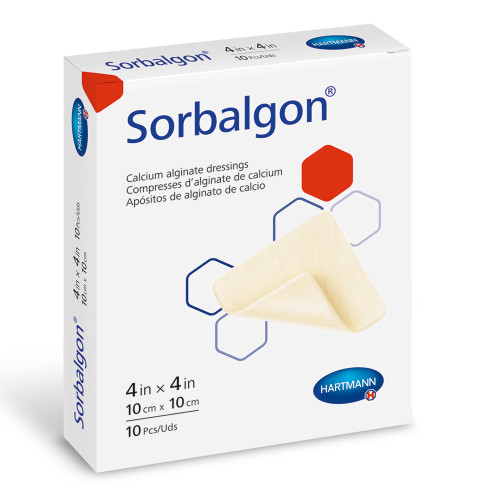 Sorbalgon Alginate Dressing 4 X 4 Inch Square, 49210001, Box of 10