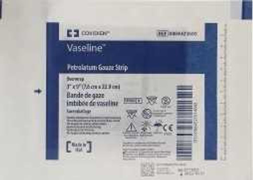 Petrolatum Impregnated Dressing Vaseline® Rectangle 3 x 9 Inch Sterile 8884423600 Pack of 1 8884423600 Vaseline® 32733_EA Petrolatum Impregnated Dressing Vaseline® Rectangle 3 x 9 Inch Sterile 8884423600 Pack of 1 8884423600 Vaseline® 32733_EA