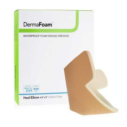 Foam Dressing DermaFoam Heel / Elbow Non-Adhesive without Border Sterile 00293E Box/5 00293E DERMARITE INDUSTRIES LLC 719720_BX
