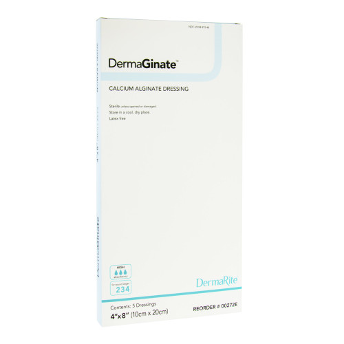 DermaGinate Alginate Dressing 4 X 8 Inch Rectangle, 00272E, Box of 5