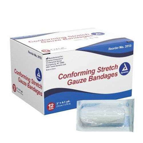 Conforming Bandage Dynarex Polyester 3 Inch X 4-1/10 Yard Roll Sterile 3113 Each/1 3113 DYNAREX CORP. 1049578_EA