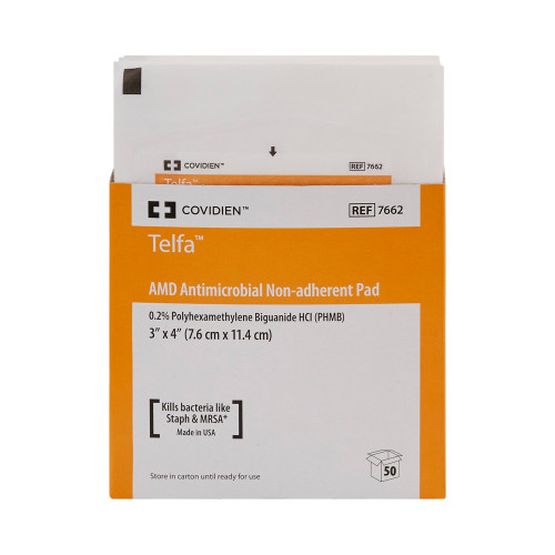 Telfa AMD Antimicrobial Island Dressing 3 X 4 Inch Rectangle Sterile, 7662-, Pack of 1