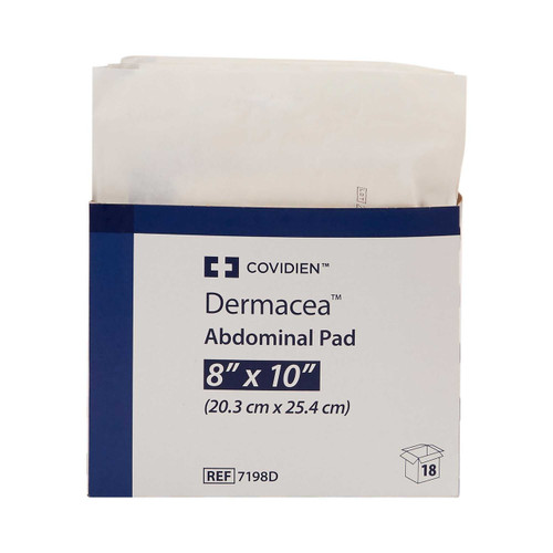 Abdominal Pad Dermacea NonWoven / Fluff 8 X 10 Inch Rectangle Sterile 7198D Case/216 7198D KENDALL HEALTHCARE PROD INC. 566397_CS