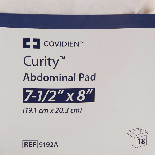 Abdominal Pad Curity NonWoven / Fluff /Wet Proof Barrier 7-1/2 X 8 Inch Rectangle Sterile 9192A Case/216 9192A KENDALL HEALTHCARE PROD INC. 566399_CS