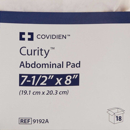 Abdominal Pad Curity NonWoven / Fluff /Wet Proof Barrier 7-1/2 X 8 Inch Rectangle Sterile 9192A Each/1 9192A KENDALL HEALTHCARE PROD INC. 566399_EA