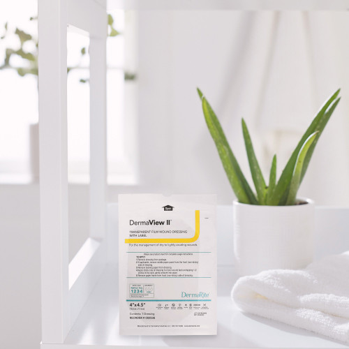 DermaView II Transparent Film Dressing 4 X 4-1/2 Inch Frame Style Delivery Rectangle Sterile, 00253E, Pack of 1